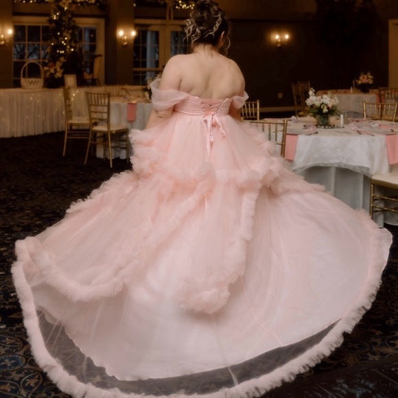 Amazon Pink Ruffled Maternity Dress - Picture 5 of 5